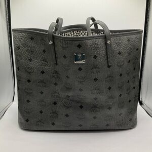 MCM Liz Large Reversible Visetos Dark Gray Shopper Tote Bag